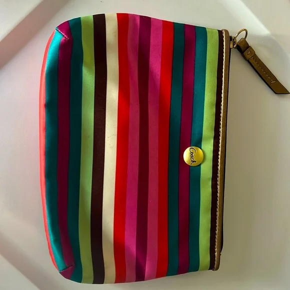 Small Coach Striped Clutch/Toiletry Bag - Picture 2 of 5